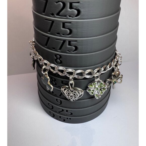 Estate Lucky Charm Bracelet 8.25” 925 Sterling Silver Irish Heart Clover Charms - Picture 5 of 8